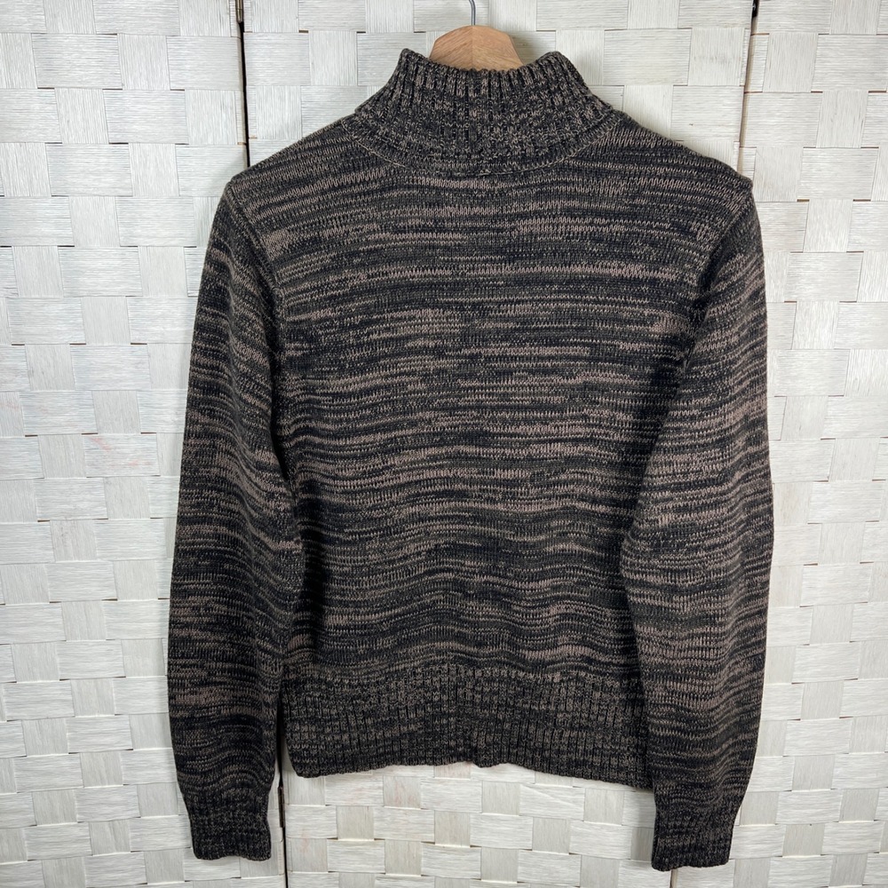 JEANNE PIERRE Neutral Marled Knit‎ Turtleneck Cotton Sweater Women's Size Large - Picture 4 of 7